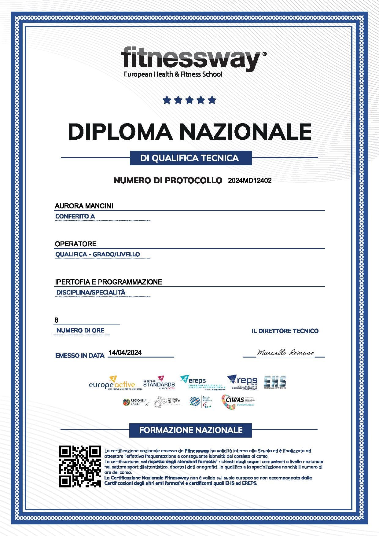 Anteprima di Diploma nazionale: "Ipertofia e Programmazione"